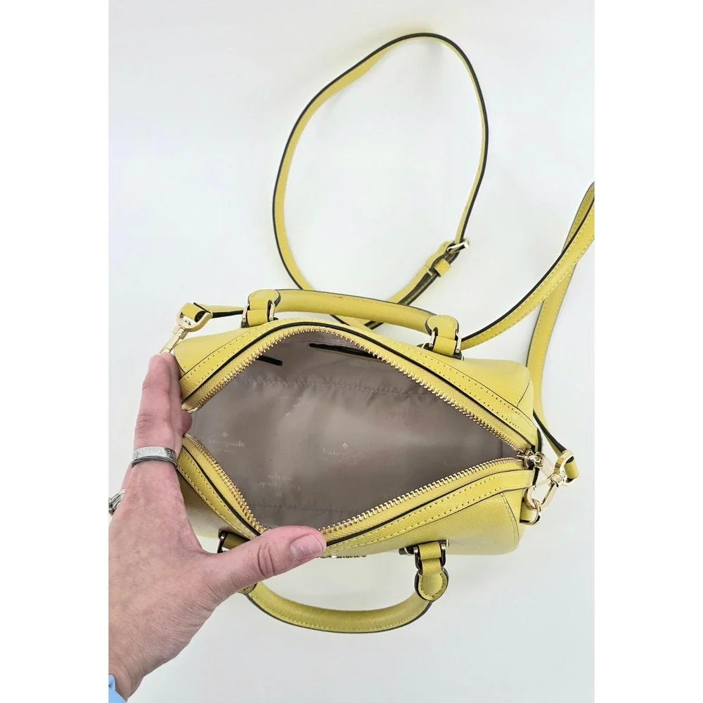 Kate Spade Preppy Satchel Saffiano Leather Crossbody Handbag Women's Yellow